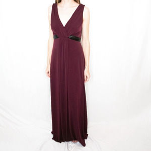 Amsale Women's Wrap Pleated Front Tie Back Bridesmaid Dress Sz 8 Burgundy/Maroon